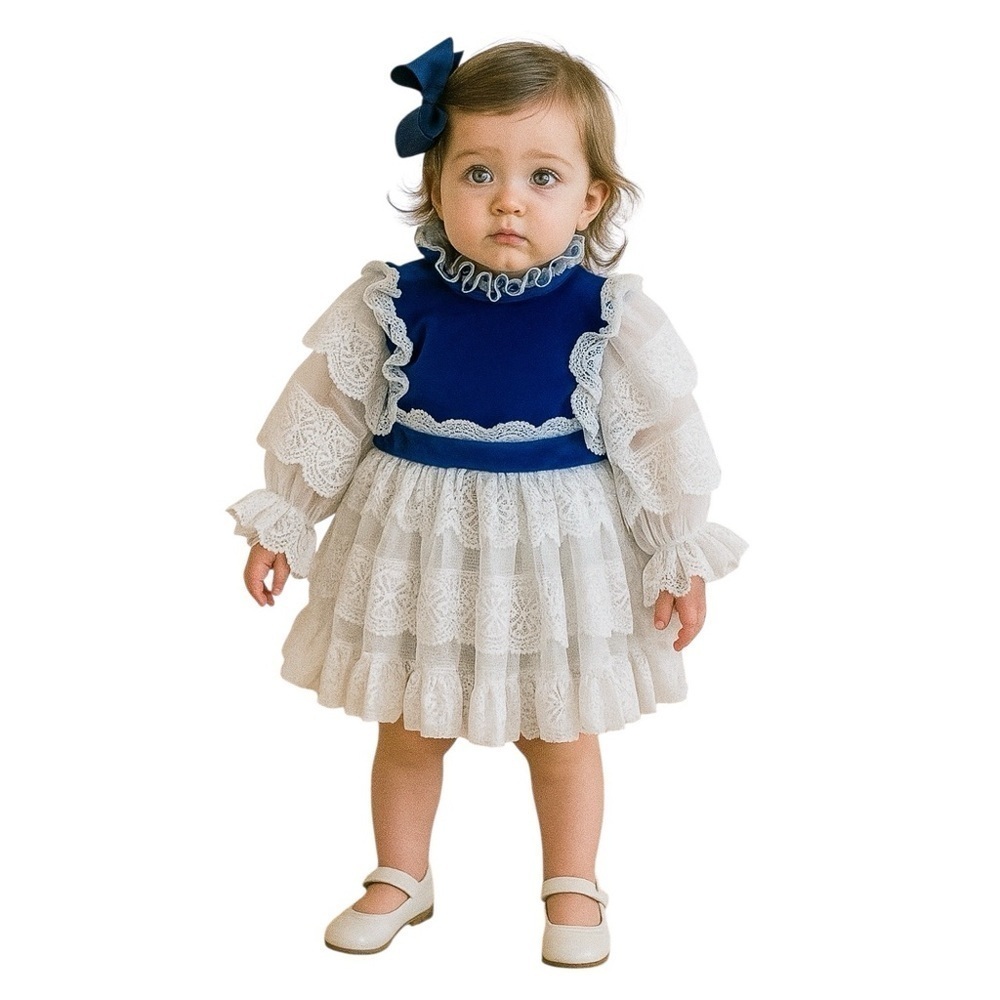 VINTAGE 80s MARTHA'S MINIATURES Ruffle‎ Tiered Velvet and Lace Dress